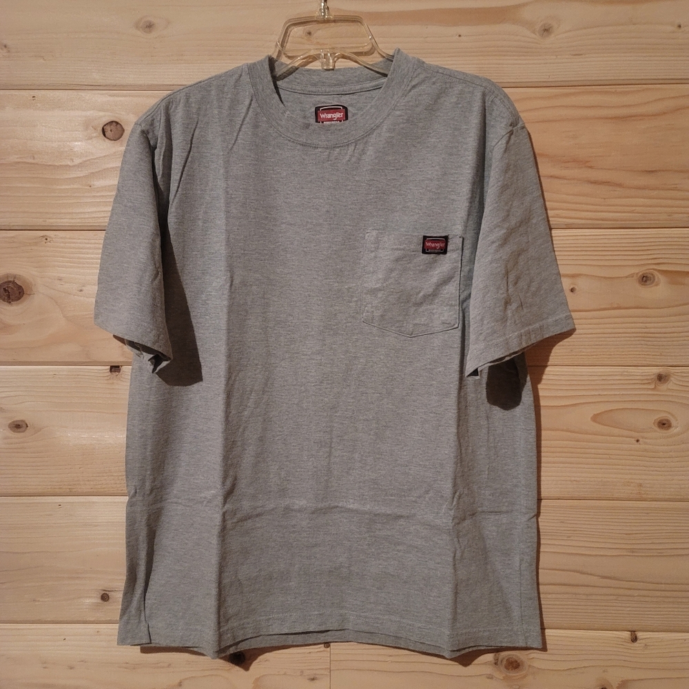 Wrangler Gray Short Sleeve Tee Casual Comfort Size L 21x28